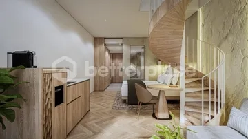Bali Luxury Real Estate: Modern 1-Bedroom Apartment in Canggu for Sale – Enjoy Rooftop with Ocean Views, Tranquil Living, and Investment Potential