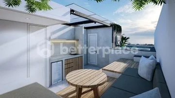 Bali Luxury Real Estate: Modern 1-Bedroom Apartment in Canggu for Sale – Enjoy Rooftop with Ocean Views, Tranquil Living, and Investment Potential